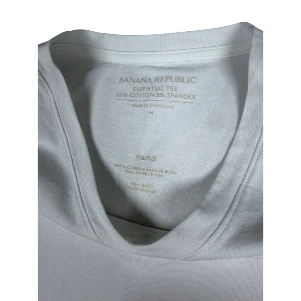 Banana Republic Mens Essential Tee White Cotton Spandex V-Neck T-Shirt Size M